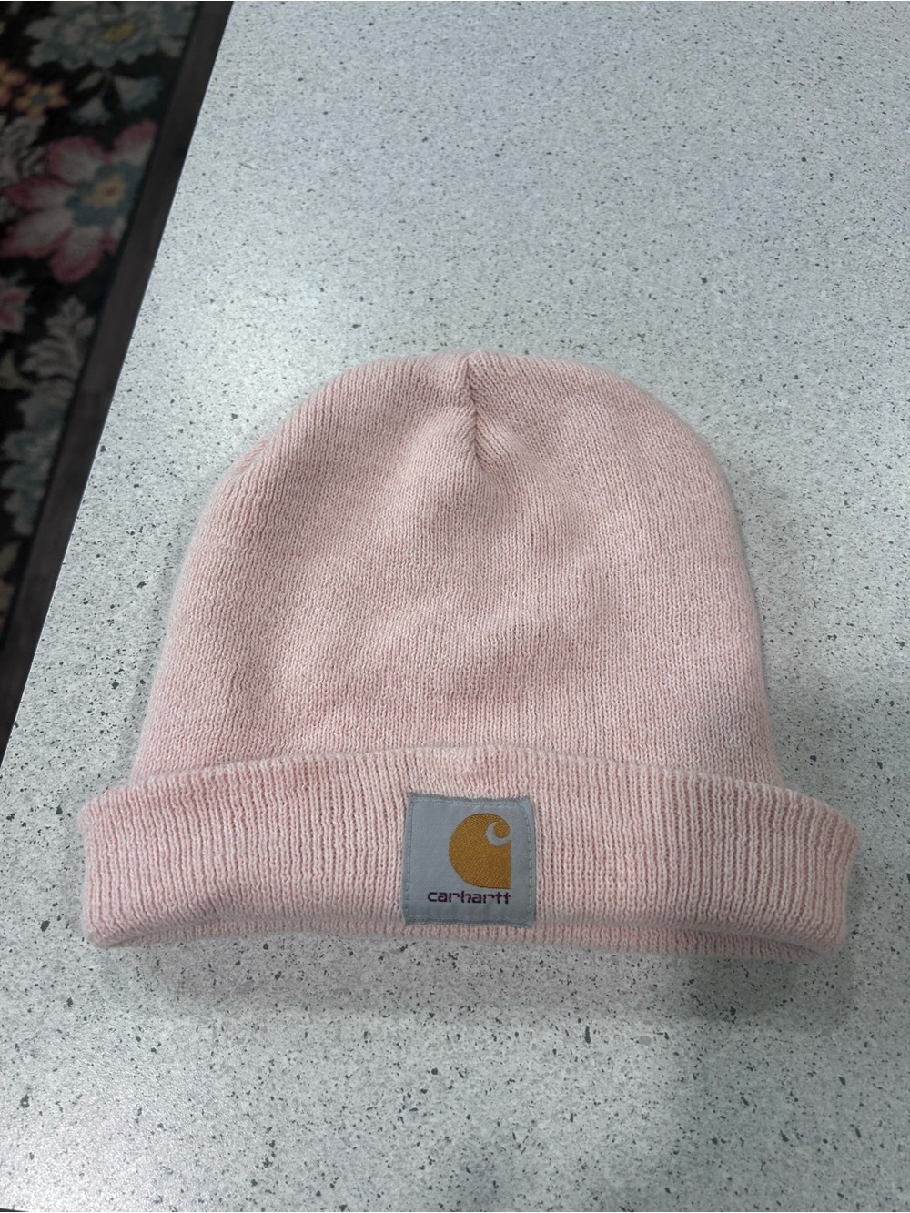 Carhartt Light Pink Knit Cuffed Beanie with Logo Patch